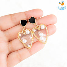 Load image into Gallery viewer, Heart Gold & Pearl Earrings