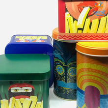 Load image into Gallery viewer, Quirky Tin Storage Boxes - Set of 3