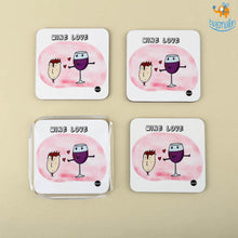 Load image into Gallery viewer, Wine Love Coasters (With Holder) - Set of 4