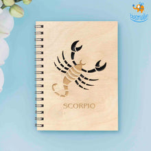 Load image into Gallery viewer, Sun Sign Laser Cut Wooden Diary
