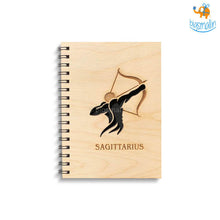 Load image into Gallery viewer, Sun Sign Laser Cut Wooden Diary

