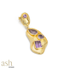 Load image into Gallery viewer, Amethyst Leaf Earrings
